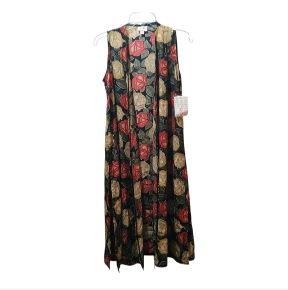 NWT LuLaRoe Sleeveless Roses Joy Kimono Vest Cardigan Size Small - Picture 7 of 7
